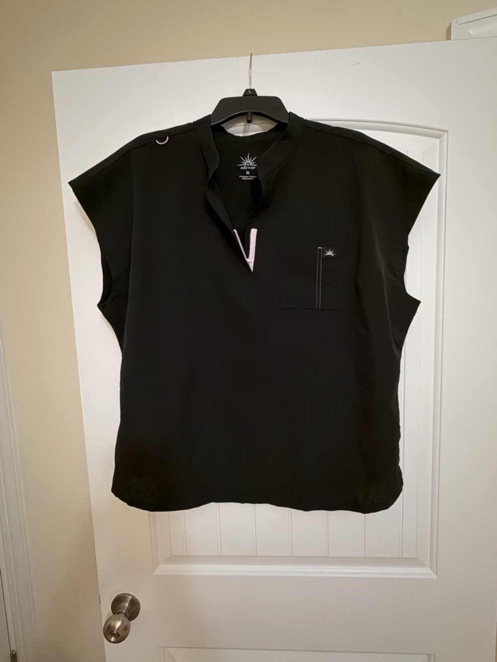 Koi Scrub Top-Black Solis by Koi Scrub Top with Contrast Trim sz XL